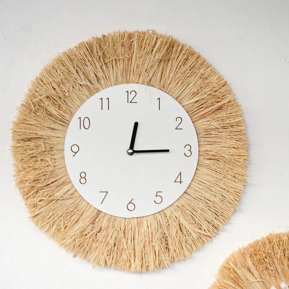 Home decor hanging mirror raffia wood beads acrylic multifunct decorative decorations bedroom wall room