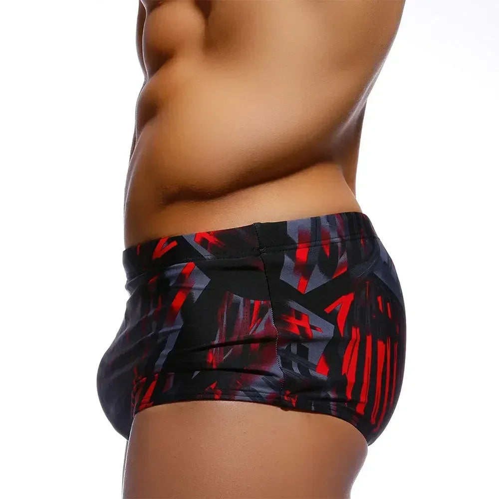 Men Swimwear Brazilian Traditional Cut Swimsuits Swim Bikini Surf Boxer Briefs Board Shorts Trunks Black and Red Sunga