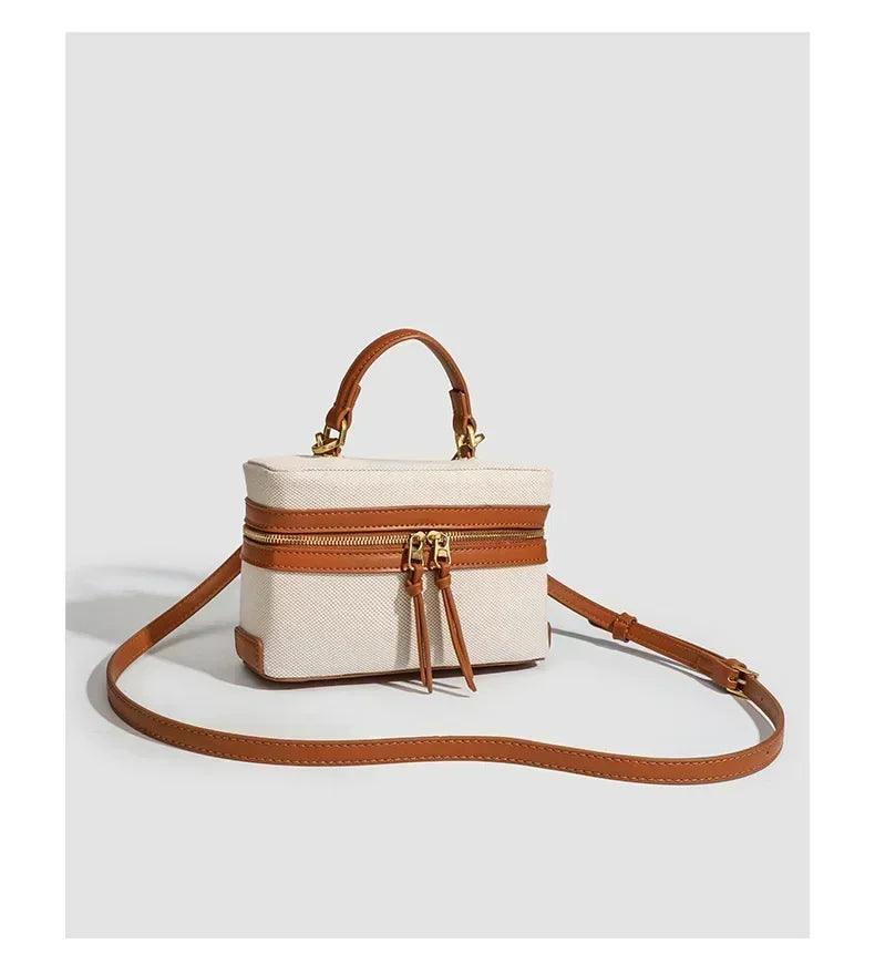 Fashion box women handbags designer thick canvas shoulder crossbody bags casual spring and summer small purses 2024