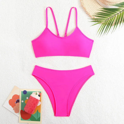 Sexy Woman Swimsuits 2025 Summer Swimwear Women's Bikinis for Female Two Pieces Beach Wear Solid Color Bikinis Set Bathing Suit