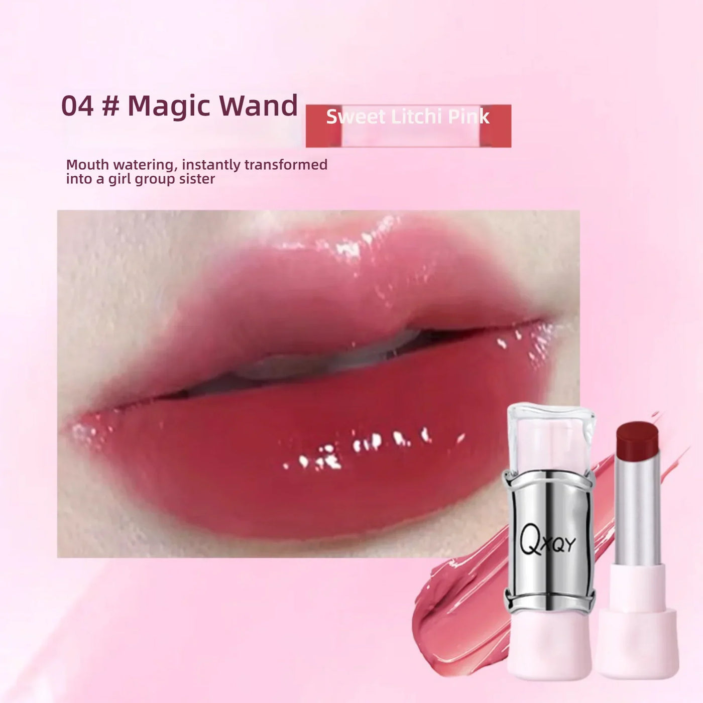 QXQY GLOSSY JELLY LIPSTICK - Mirror Shine, Moisturizing & Long Lasting, Nude Lip Gloss for Plump Brightening Lips (No Makeup Loo