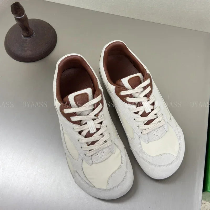 2025 Designer Women Sneakers Casual Shoes Women Men Lace Up Round Toe Flats Non Slip Comfort Concise  Mixed Color Walking Shoes