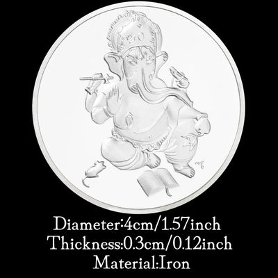 The Legend of Ganesha Collectible Souvenir Coin Basso-Relievo Silver Plated Coin Hinduism Commemorative Coin