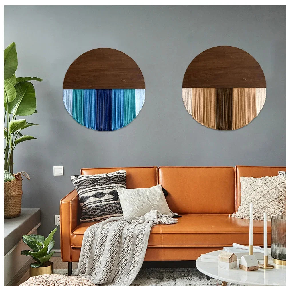 Nordic Handmade Round Woven Macrame Tapestry Room Decor Home and Decoration for Bedroom Livingroom Wall Art Aesthetics Home