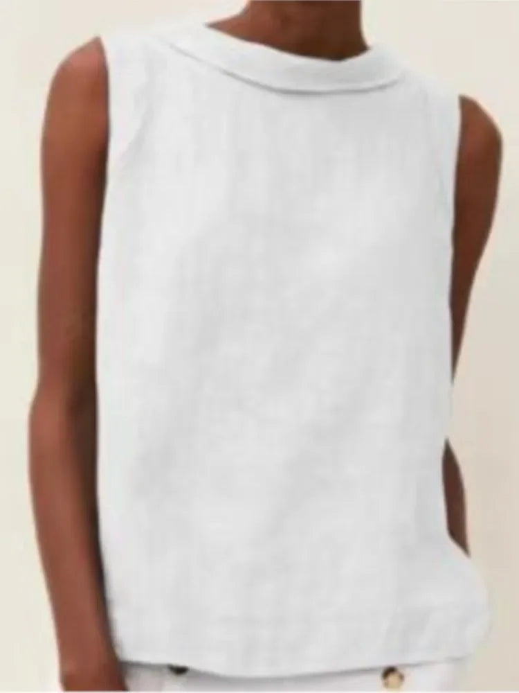 Solid Linen Women's Office Tops