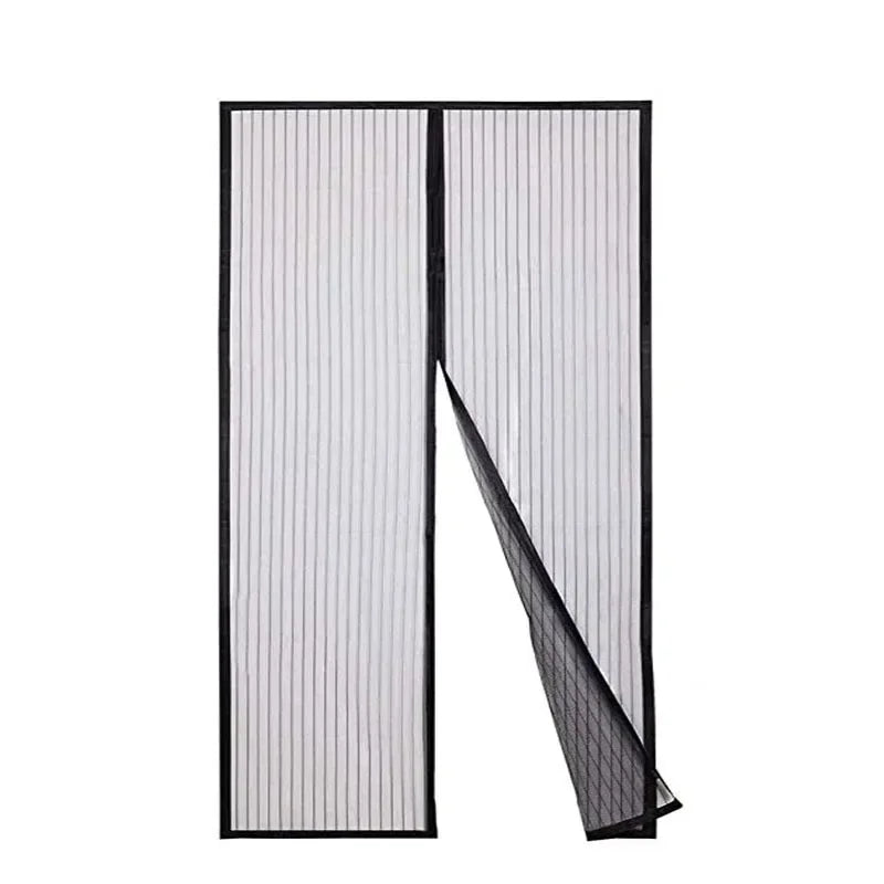 Heavy Duty Magnetic Screen Door Mesh Curtain Mosquito Net Bug Hands Free Partition Mute Striped Door Curtain Bedroom Ventilation