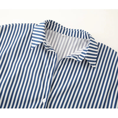 MUJER Striped Casual Shirts for Women Summer Button up Shirts and Blouses for Woman Oversize Blouse Women Long Sleeve Tops Woman