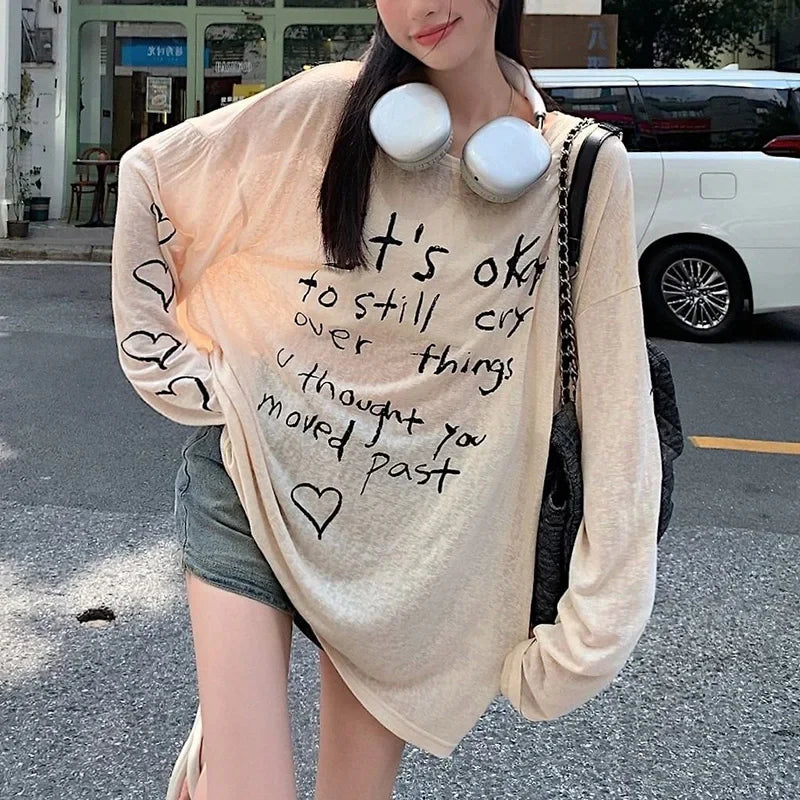 Women T-shirts Retro Letter Printed