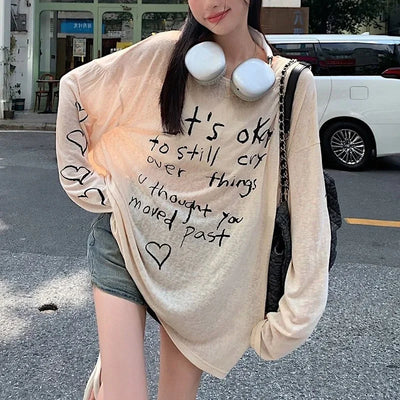 Women T-shirts Retro Letter Printed