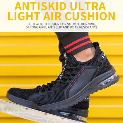 Lightweight Men's Safety Shoes Steel Toe Men's Work Shoes Slip Resistant Reinforced Shoes Man Fashion Breathable Sneaker