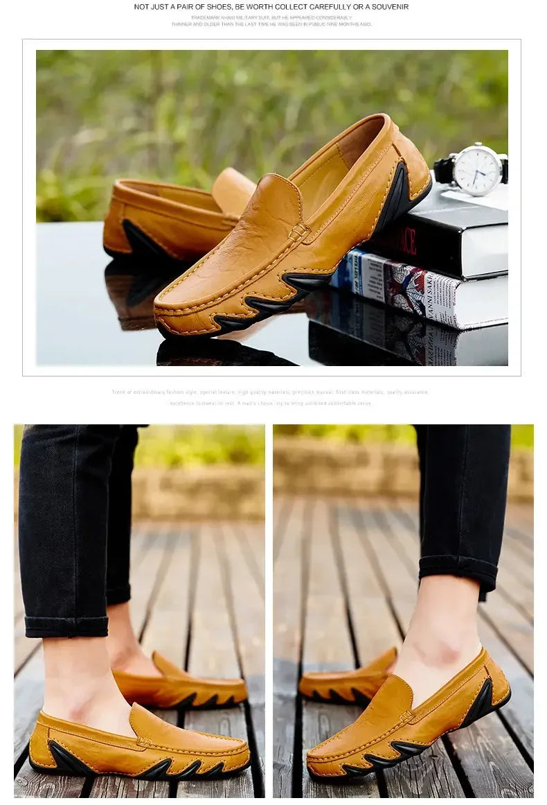 Autumn Shoes for Men Leather Casual Shoes Luxury Italian Men's Loafers Moccasins Breathable Black Versatile Driving Shoes 2024