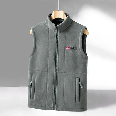 Outerwear Fleece Vest Men Autumn Winter Sleeveless Fleece Jacket Solid Color Warm Vest Outdoor Casual Fashion Hiking Polar Suit