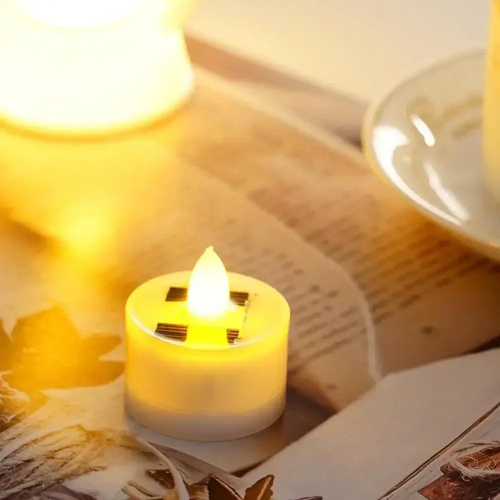 Solar candle tea lamp smokeless simulation led electronic outdoor christmas halloween wax