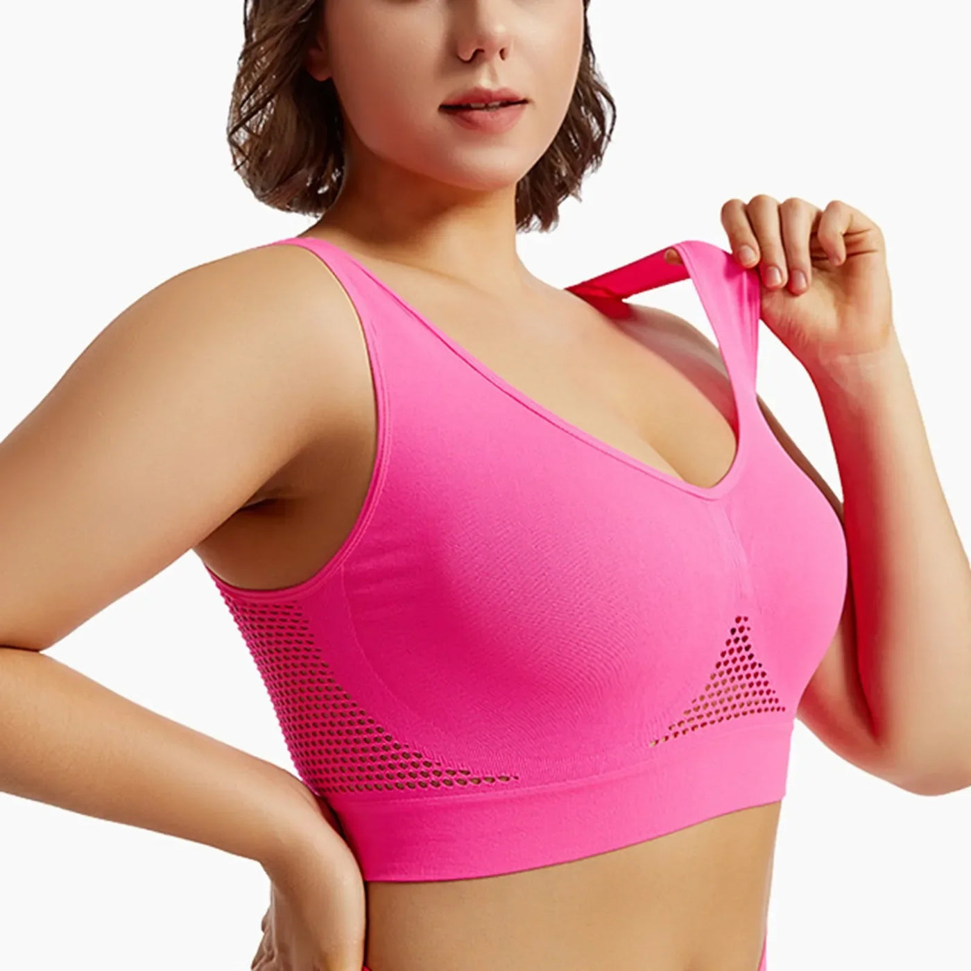 Breathable Sports Bra Top Fitness Women Brassiere Removable Padded Sport Bra Running Gym Seamless Push Up Bras