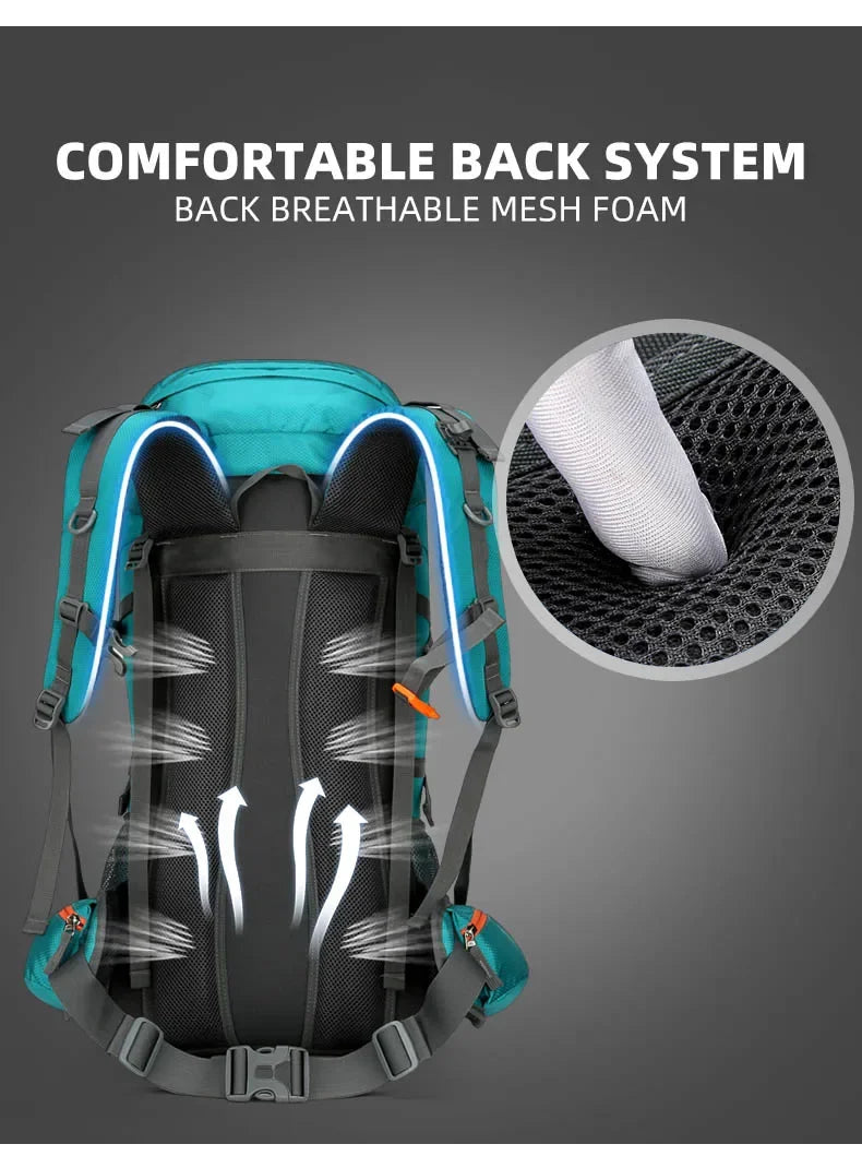 Hiking Backpack Camping Bag Mountain Climbing with Waterproof Rain Cover Daypack for Men Women Outdoor Travel Rucksack Fishing