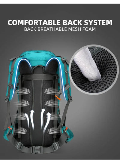 Hiking Backpack Camping Bag Mountain Climbing with Waterproof Rain Cover Daypack for Men Women Outdoor Travel Rucksack Fishing