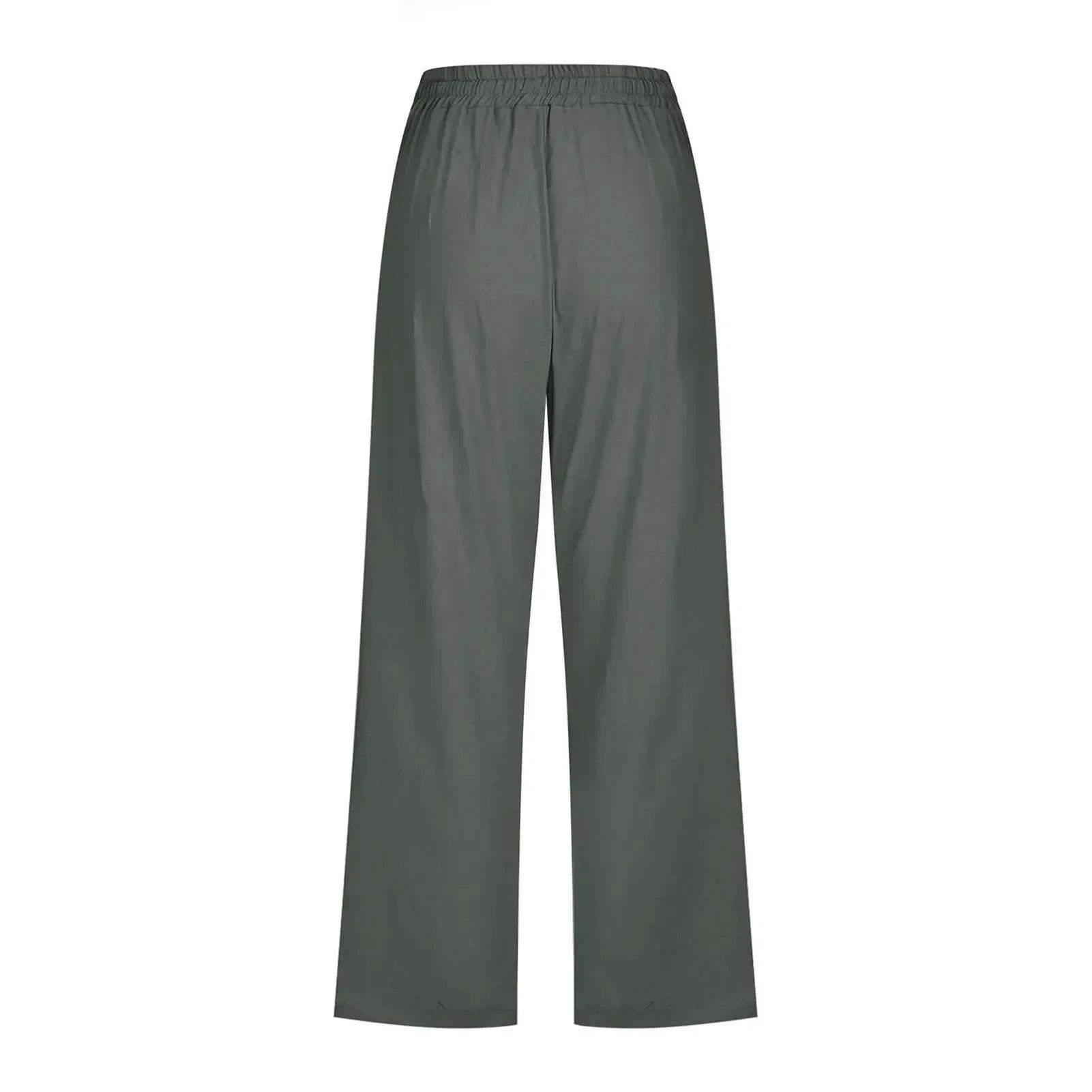 Women’s pants cotton linen harem cropped women drawstring lady pocket trousers loose ropa mujer juvenil
