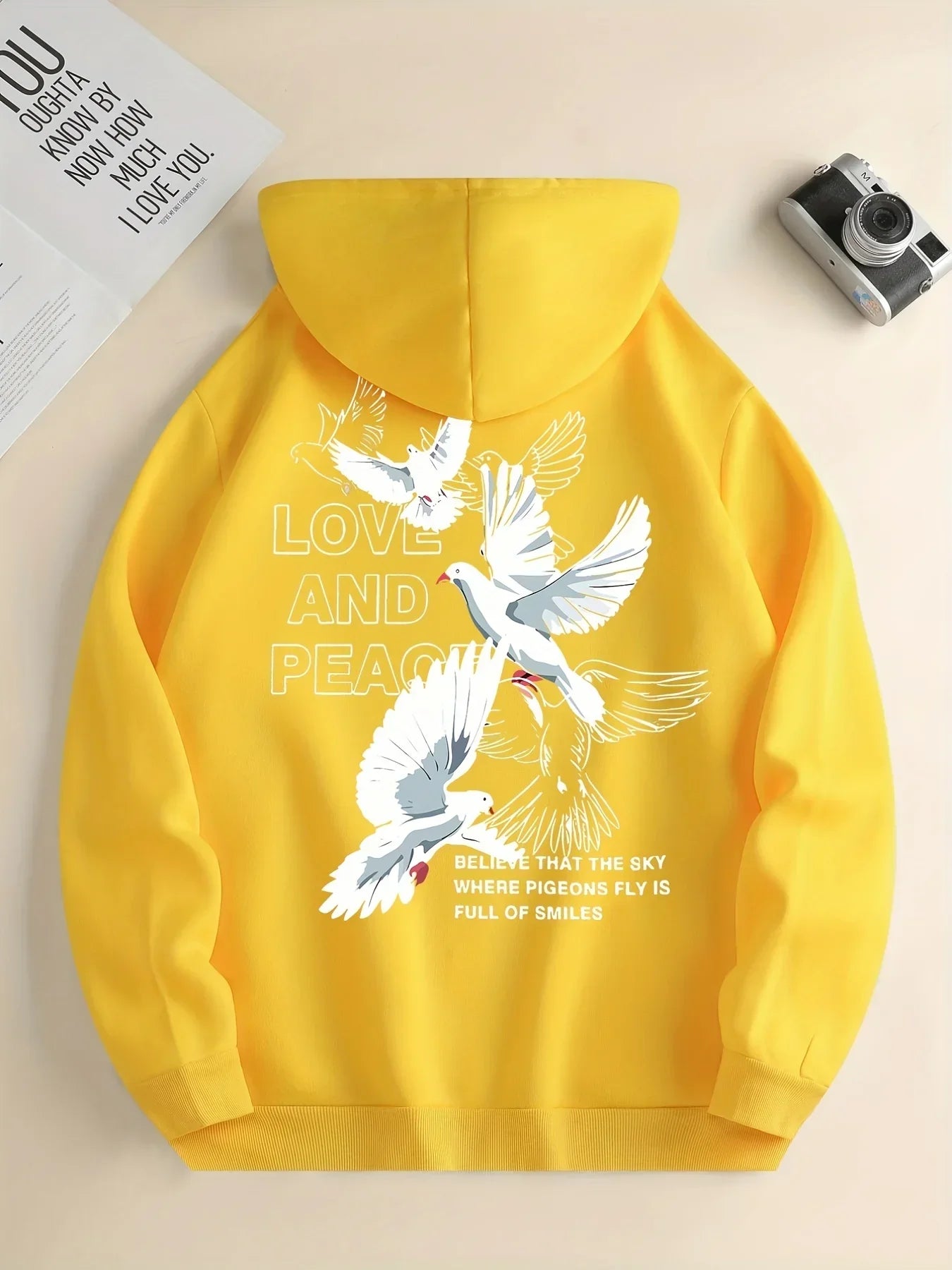 Love And Peace Letter Dove Printed Hoodies For Women