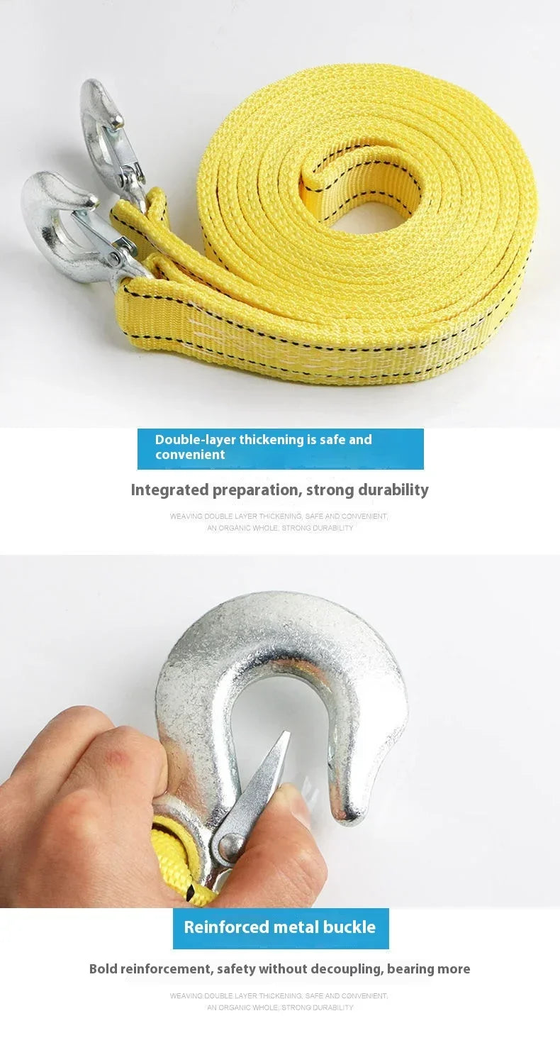 Car Trailer Rope Rescue Rope Eagle Hook Nylon Traction Rope Strong Thickened Durable 3m 4m 5m Double Trailer With Suv Motorcycle