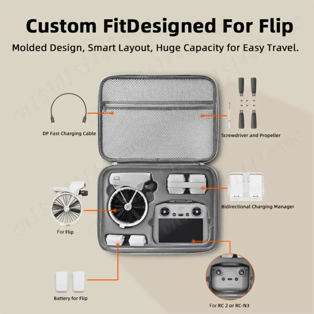 Travel Storage Bag for DJI Flip Drone Portable Carrying Case Shockproof Protective Case Drop-resistant Handbag Protector Case