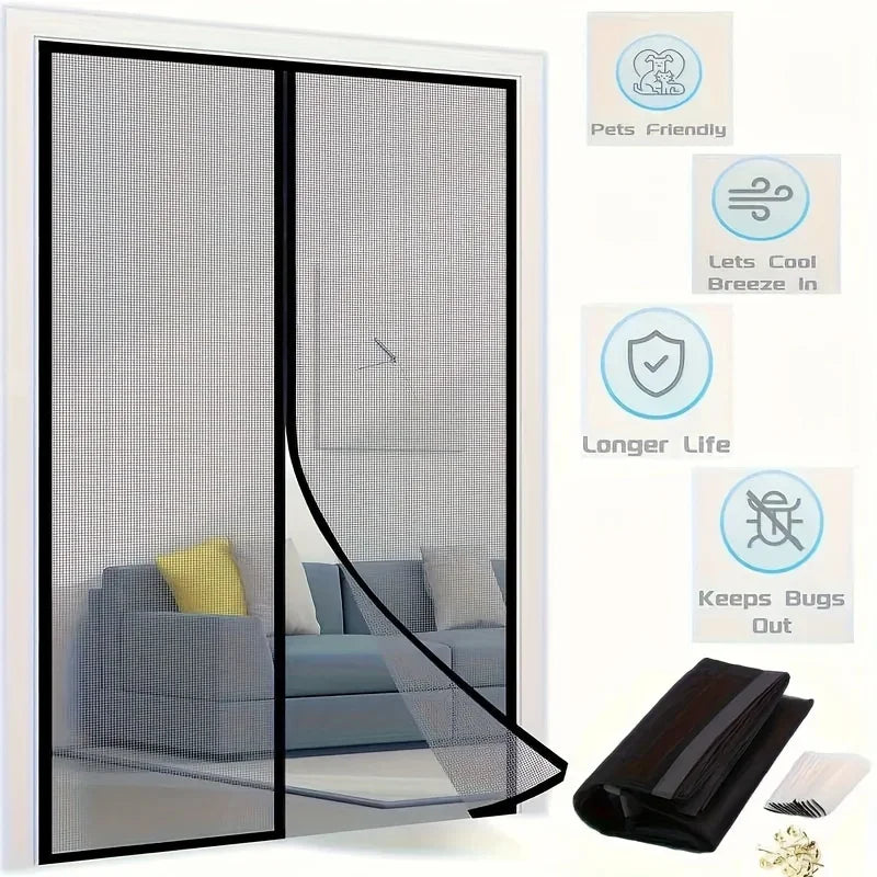 Magnetic Screen Curtain - Easy Install Insect Net for Doors/Windows, Breathable Polyester, Summer Essential