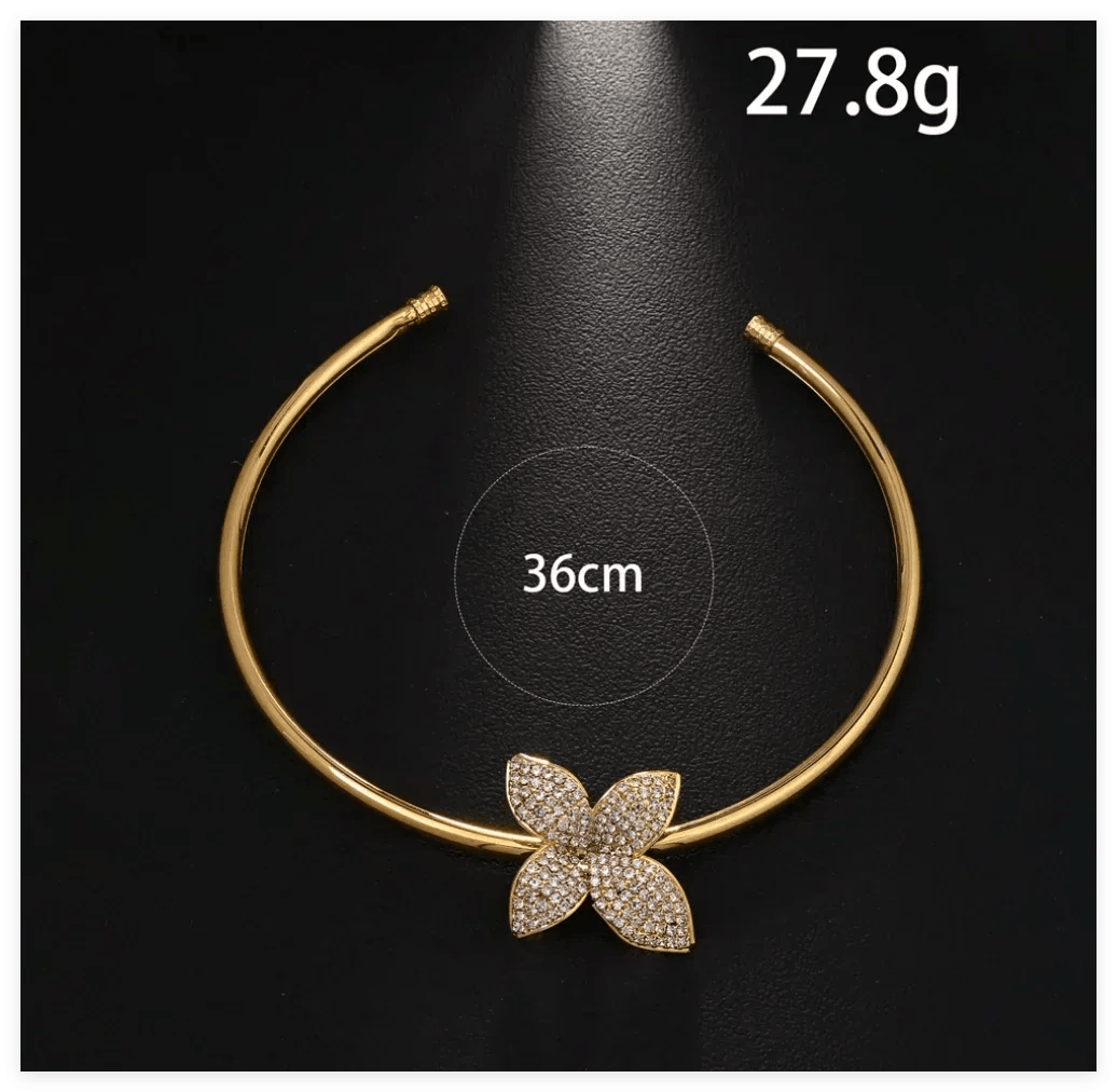 Luxury necklace earrings set for women fashion chunky flower choker goth jewelry ladies female accessories gift