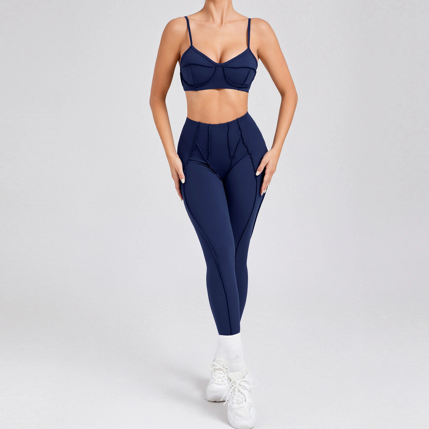 2025 Women Nude Straps Yoga Sets Squat Proof Sports Bra Workout High Waist Leggings Fitness Pant Female Active Wear Suits