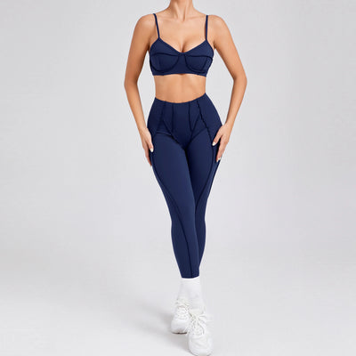 2025 Women Nude Straps Yoga Sets Squat Proof Sports Bra Workout High Waist Leggings Fitness Pant Female Active Wear Suits