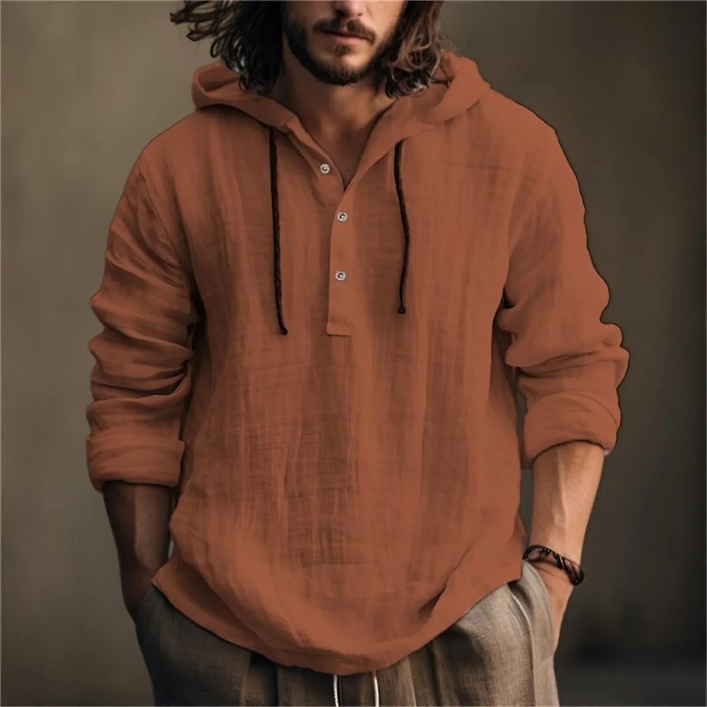 Men'S Sweatshirts Summer Cotton Linen Shirts Thin Long-Sleeved Hooded Tops For Men'S Clothing Spring Summer Casual Sweatshirts