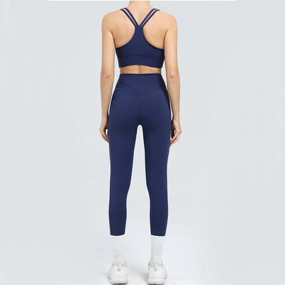 Yoga Set 2PCS Women Tracksuit Workout Outfit Sportswear Gym Clothing High Waist Leggings Fitness Bra Sports Suits Athletic Wear