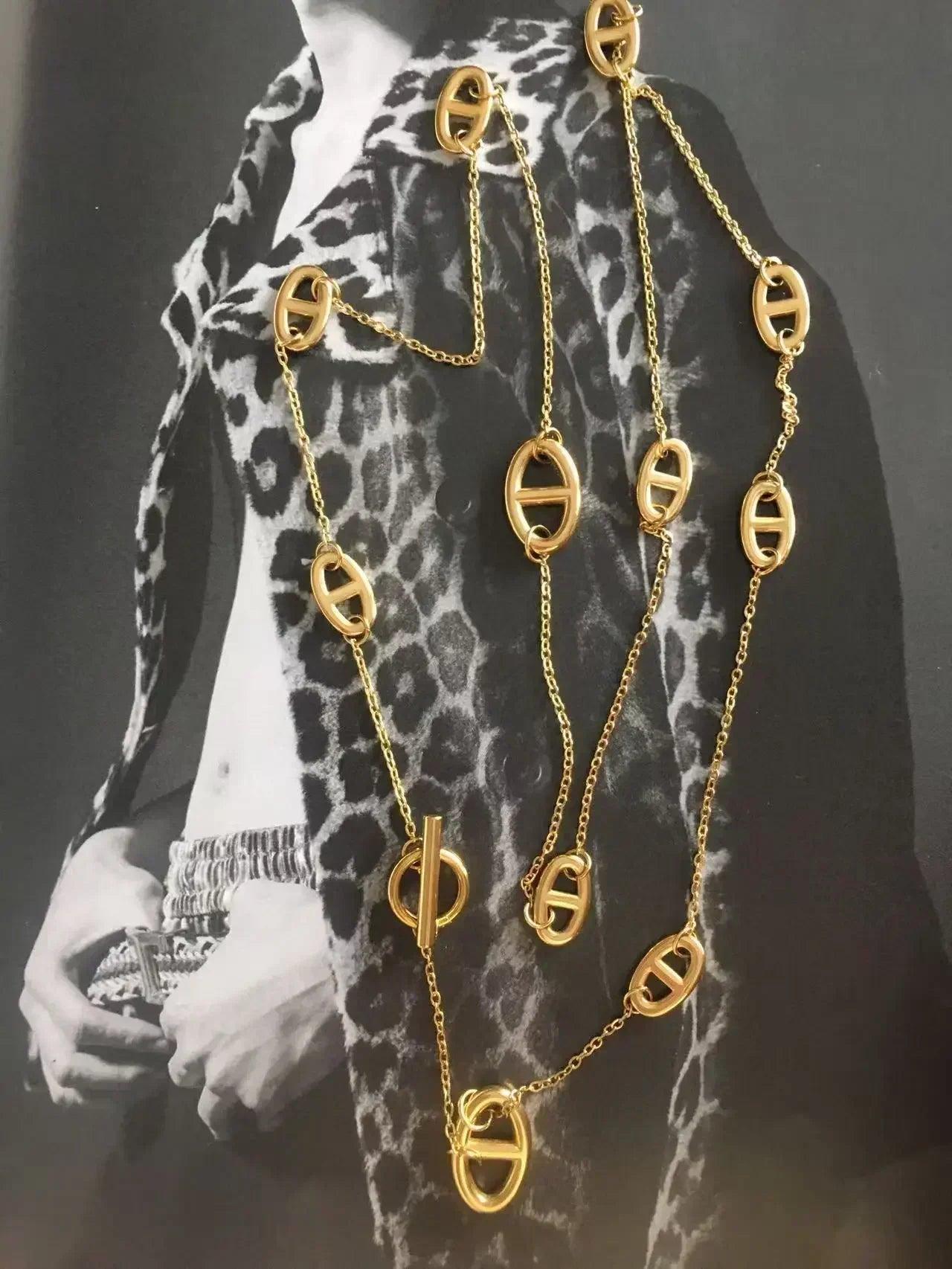 Luxurious 80cm non-fading necklace ot buckle long-sleeved decorative dress shirt t-shirt coat sweater chain high-end