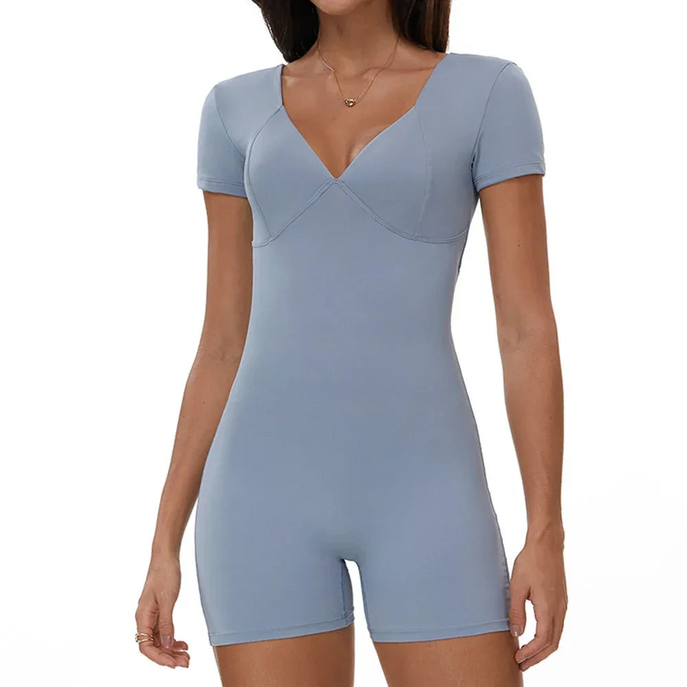 Summer Scrunch Butt Workout Jumpsuit Sports Overalls Quick Dry Yoga Clothing Workout Bodysuits  Slim Fit Sports Yoga Set Women