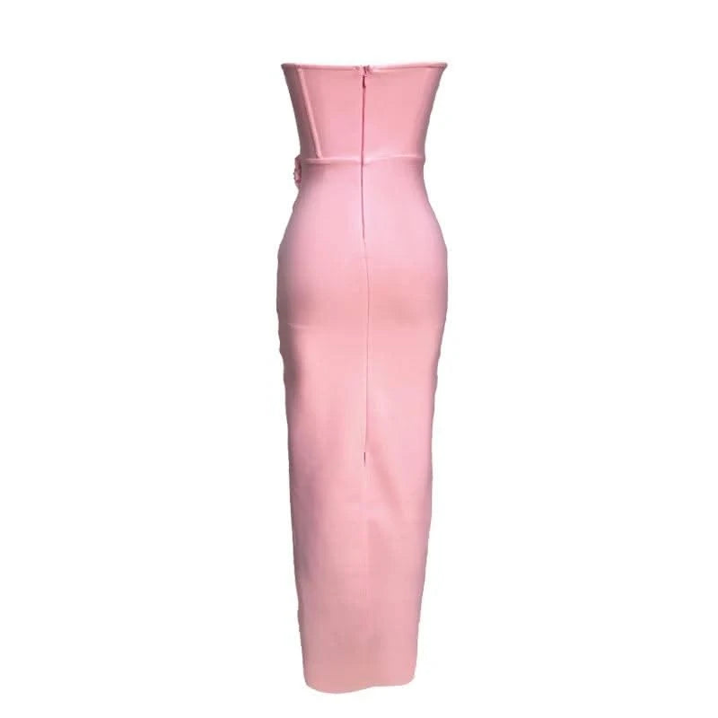 Pink Red Women Off the Shoulder Florals Bodycon