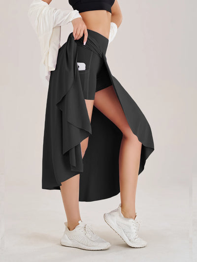 Summer Women Golf Tennis Dance Fitness Long Skirts Quick Drying Solid Female Lining High Waist Long Skirts Shorts