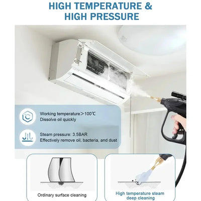 Pressurized Handheld High Steamer Cleaning, Multipurpose Steam Cleaner for Kitchen Hood Remove Grime,Grease,Air Condition,Car