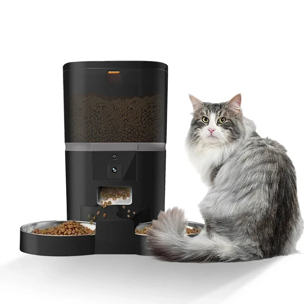 4L Automatic Smart Cat Pet Feeder For 2 Small Animals Food Dispenser Dog Feeding With Camera Voice Video Recording Food Bowl
