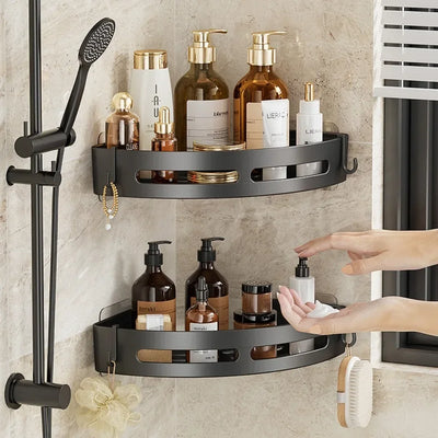 Bathroom Shelves Organizer No Punching Required Kitchen Corner Shelf Racks Shampoo Makeup Storage Holder Shower Towel Caddy Rack