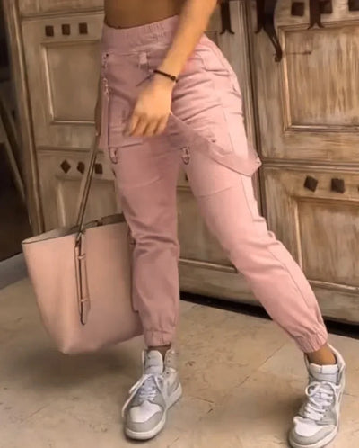 Women's Cargo Pants Autumn Cuff Suspenders Streetwear