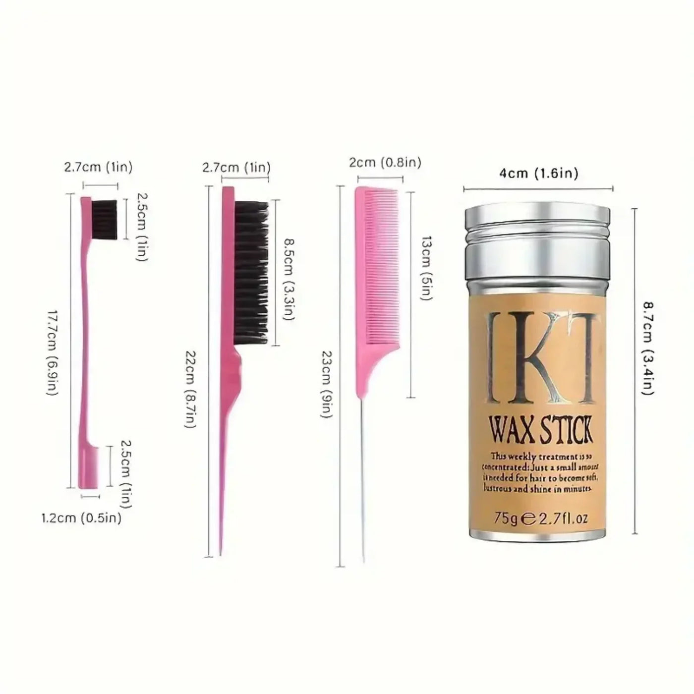 2/5Pcs Hair Wax Stick For Kids Women Slick Back Brushes Gel Pomade for Little Girls Toddler Flyaway Hair Wig Styling Accessories