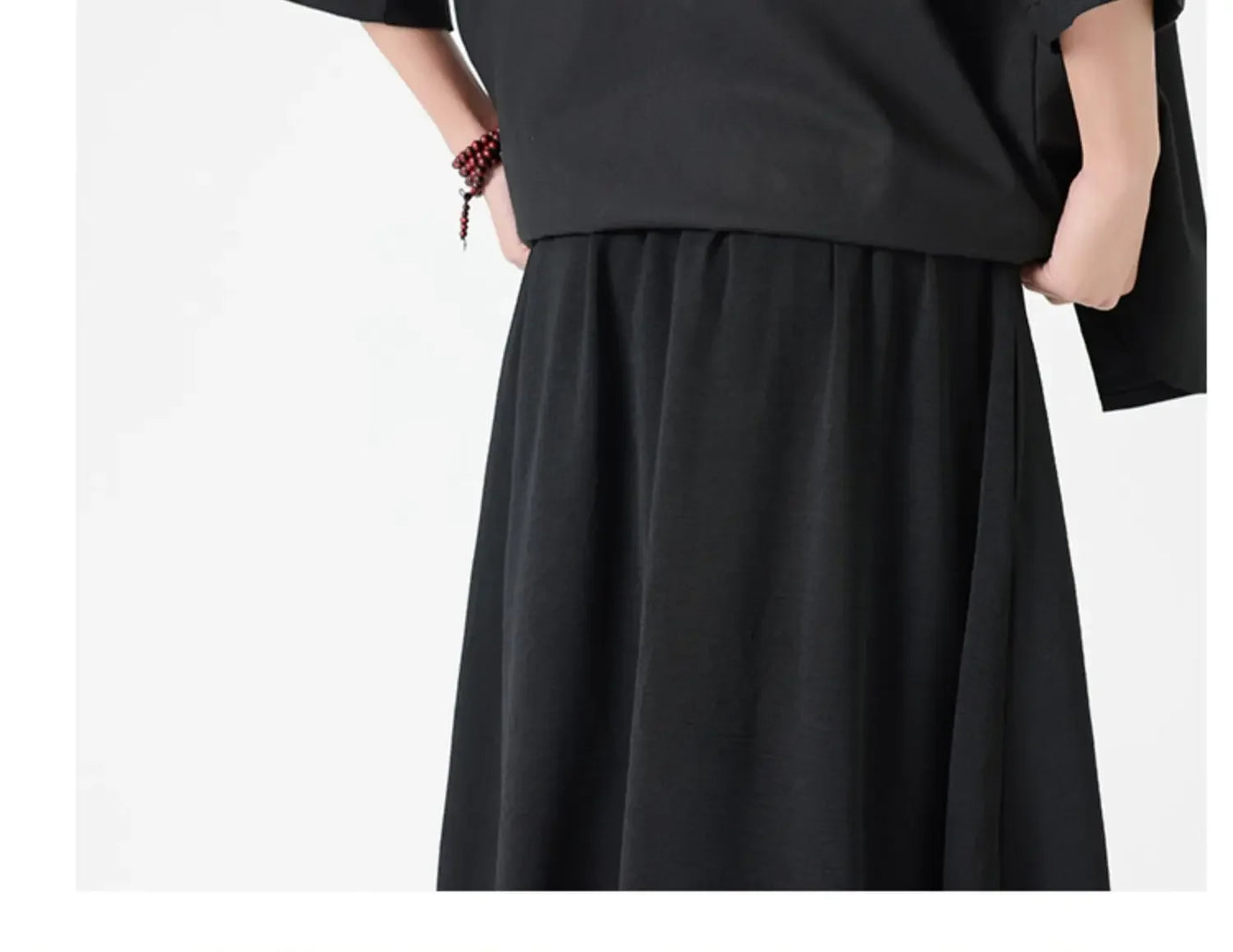 Men's Wide Leg Fashion Pants Pleated Elastic Waist Designer Tie Side Wrap Trousers Summer Streetwear Chinese Japanese Type Pants