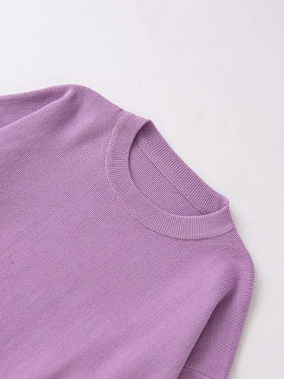 Women's clothing autumn new products simple casual and fashionable ribbed round neck long sleeve knitted sweatshirt