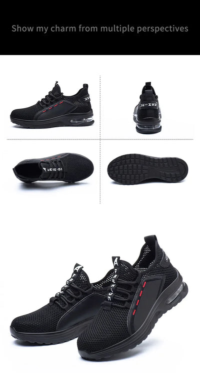 Lightweight Men's Safety Shoes Steel Toe Men's Work Shoes Slip Resistant Reinforced Shoes Man Fashion Breathable Sneaker