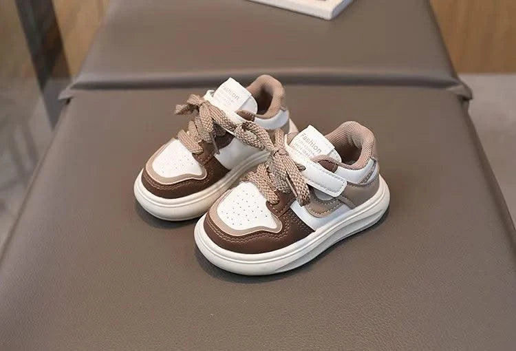 Children's Sports Shoes Girls 2025 Spring Autumn New Leather Shoes PU Leisure Soft Soled Boys Sneakers Baby Girl Casual Shoes