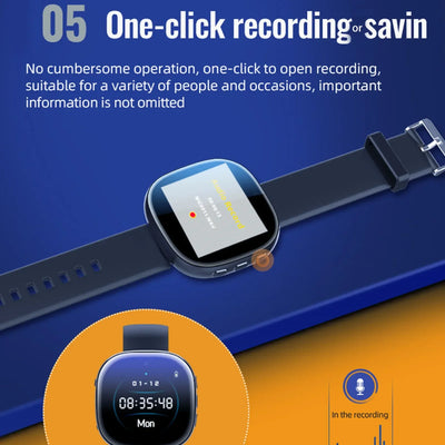 Digital Video Recorder Watch Video Recorder Watch Digital HD 1080P Noise Reduction AI Intelligent Voice Activated Recorder Watch