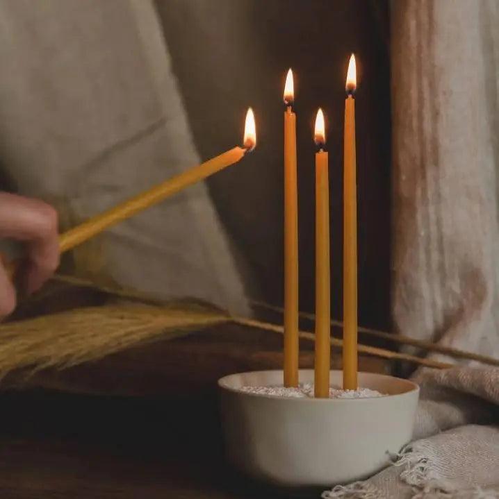 25pcs/1pack hanukkah candle natural beeswax chanukah candles thin taper honey for ritual birthday unscented