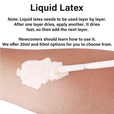 Liquid Latex 30ml + 50ml Kit for SFX Makeup Halloween Scars Wounds Prosthetics Bald Cap Tattoo Cover Professional