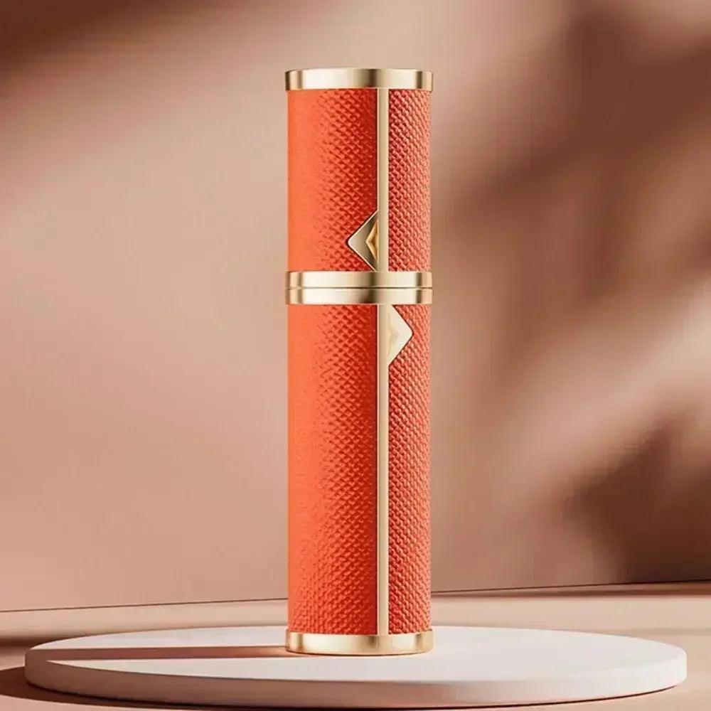 Luxury bottom-filled perfume bottle aluminum self-pumping 5ml real leather spray cologne moisturizer fragrance