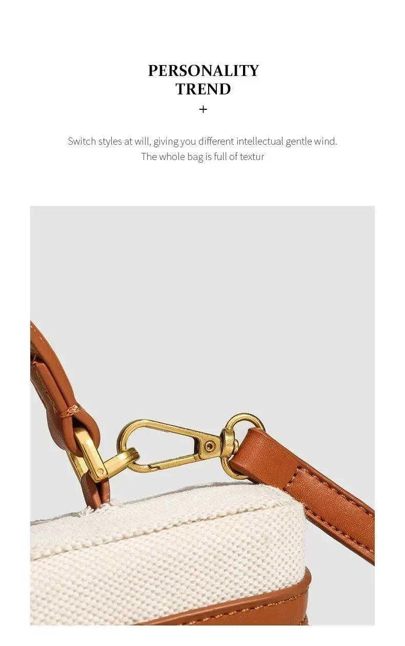 Fashion box women handbags designer thick canvas shoulder crossbody bags casual spring and summer small purses 2024