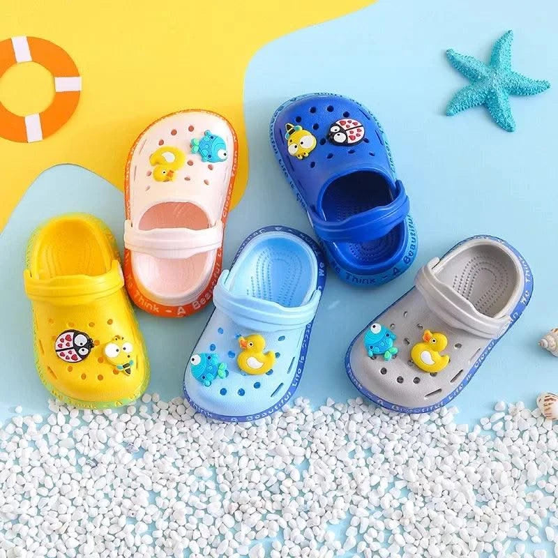 kids Mules Clogs summer baby boys girls Cartoon sandals flat heels solid cartoon slippers children's garden shoes