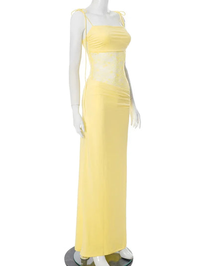 Lace-up Long Dresses For Women Evening Party Clothing Asymmetrical Lace Bodycon Vestidos De Mujer Sleeveless Robe Femme Été